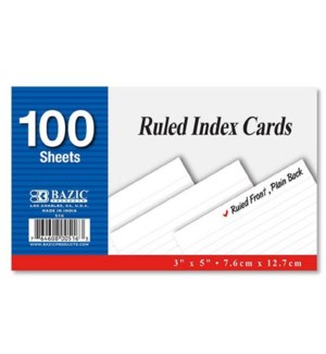BAZIC #516 INDEX CARDS WHITE/RULED