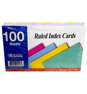 BAZIC #517 INDEX CARD RULED COLORED