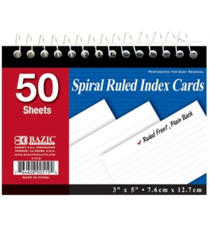 BAZIC #519 SPIRAL INDEX CARD, RULLED