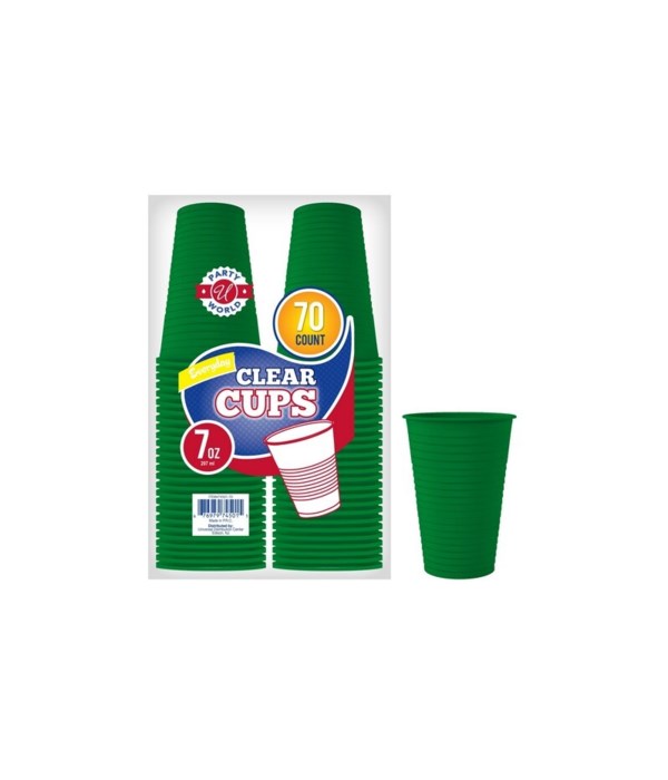 7OZ GREEN PLASTIC CUPS 36/70CT
