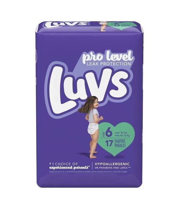 LUVS DIAPERS CONV PACK #6 4/17CT