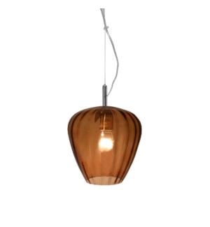 Hermione Pendant (Sm) - Nickel, Brown Lineo Glass