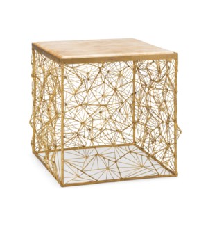 Momo Table - Natural Brass, Glazed Marble