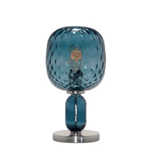 Hooray Harriet Table Lamp - Nickel, Marine Blue Tuft Glass