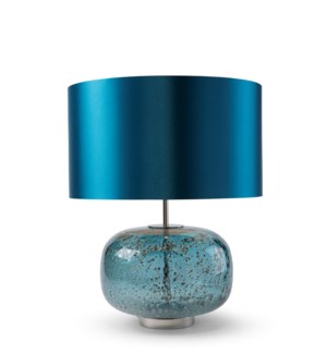 Jackie Table Lamp - Nickel, Blue Lava Glass