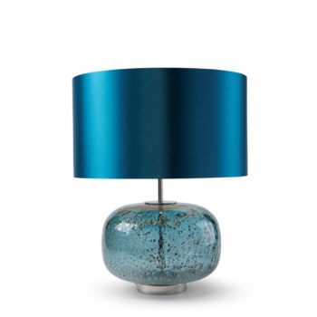 Jackie Table Lamp - Nickel, Blue Lava Glass