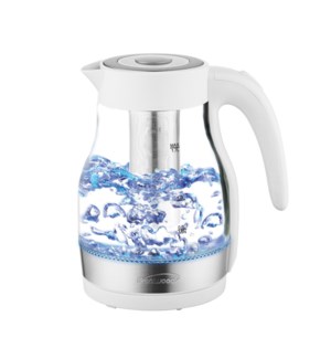 1.7L Cordless Glass Electric Kettle with Tea Infuser, White