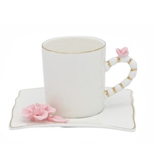 100cc Coffee Cups 12pc Set w/Pink Flower
