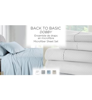 ESSENTIELS DOBBY-CHECK GRY -Queen-Ens.Draps 2B