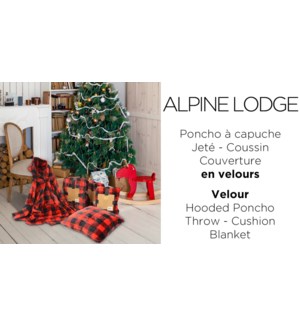 ALPINE LODGE VELOUR-Rouge/Noir-60X80-BLANKET 6B