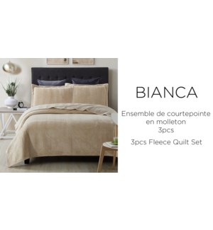 BIANCA 3 pc fleece-Sable-90X90 F/Q-QUILT SET