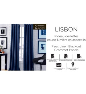 LISBON 2 pk faux linen blackout grommet panels 52x96 6/b