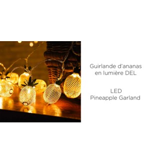 "Guirlande d'ananas 10LED - 4CM - Blanc / Or - 12B