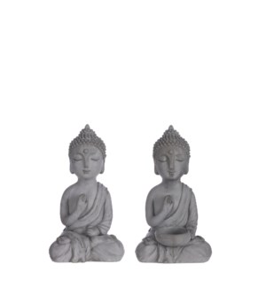 Tealight holder buddha grey 2 assorted - 4.5x4.25x8.25"