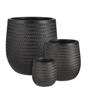 Corda pot round black set of 3 - 17.25x17.25"