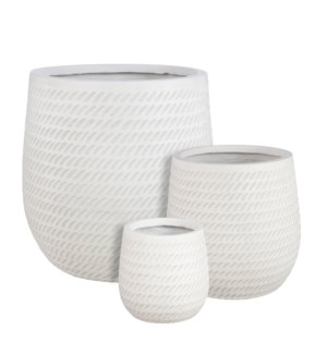 Corda pot round off white set of 3 - 17.25x17.25"