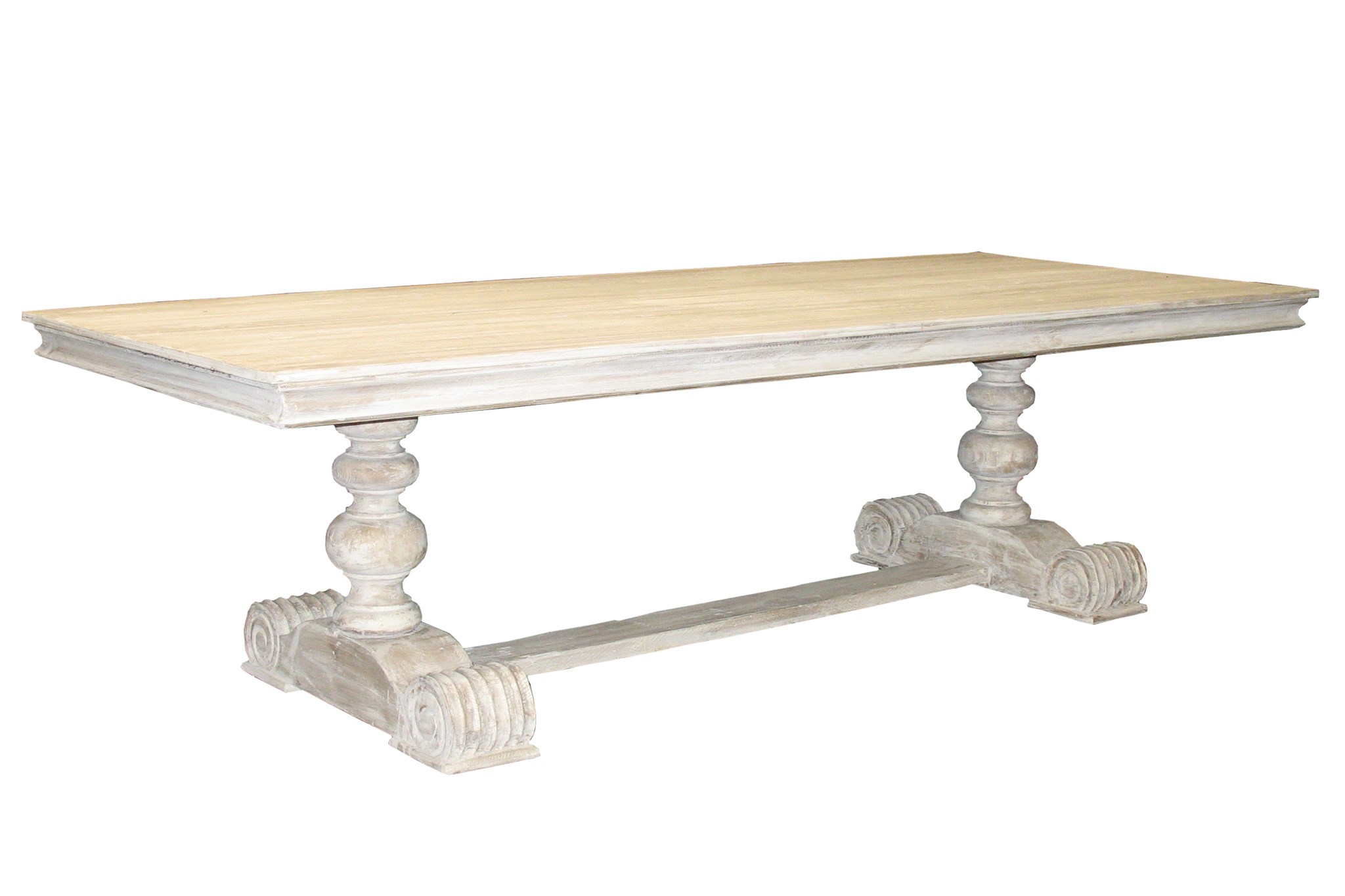 Reclaimed Lumber 2pedestal dining table, carved Custom Furniture