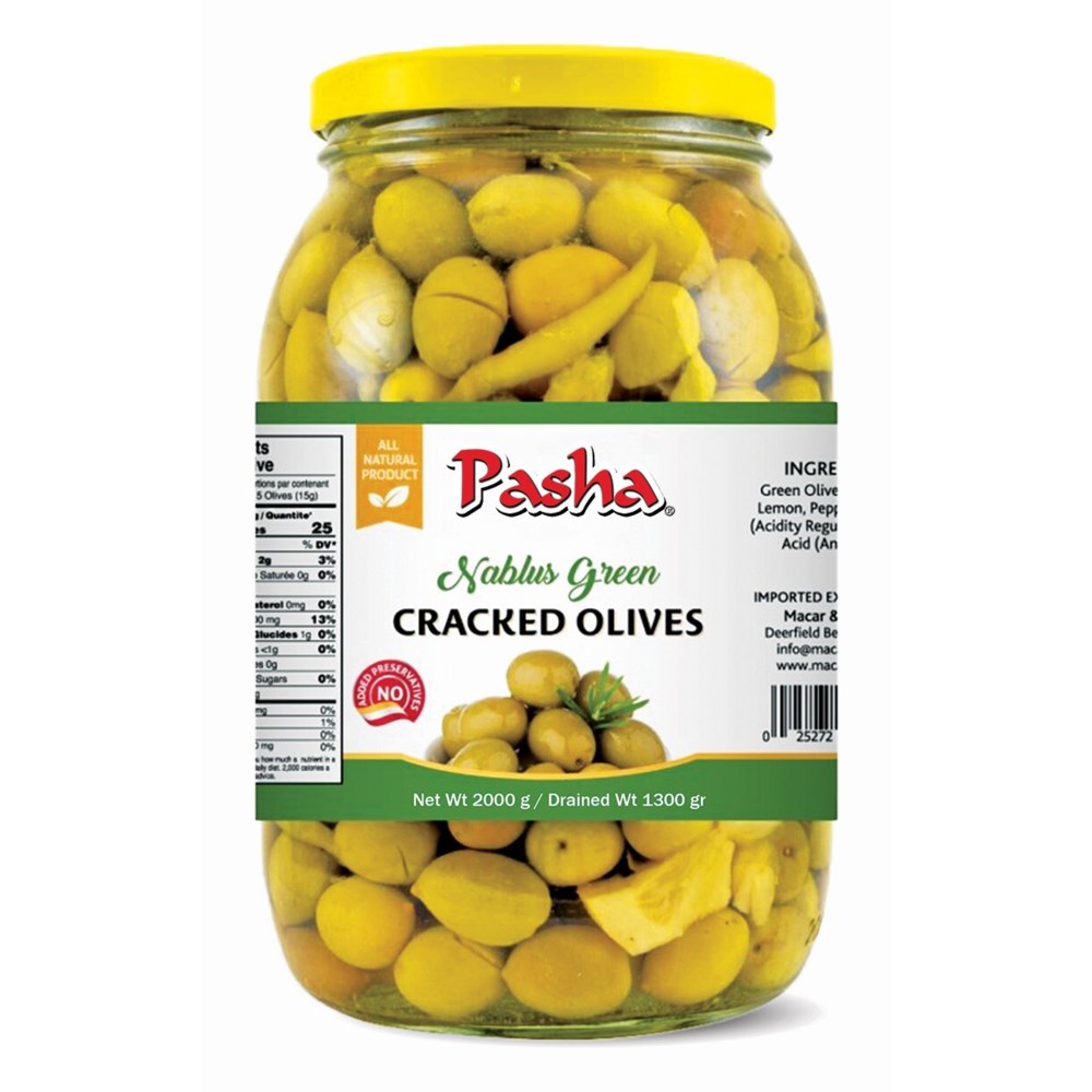 Pasha "Nablus" Green Cracked Olives 6/2000 ml