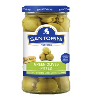 Santorini Green Olives Pitted 12/12 oz