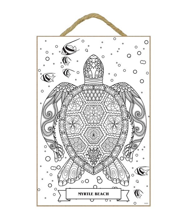 Sea Turtle Coloring Wood Plaque 7x10.5"