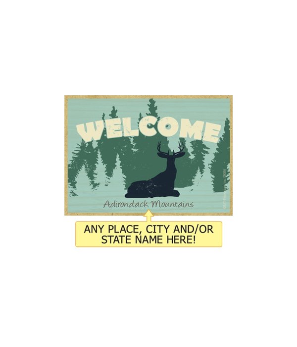 WELCOME (deer silhouette and trees) Magn