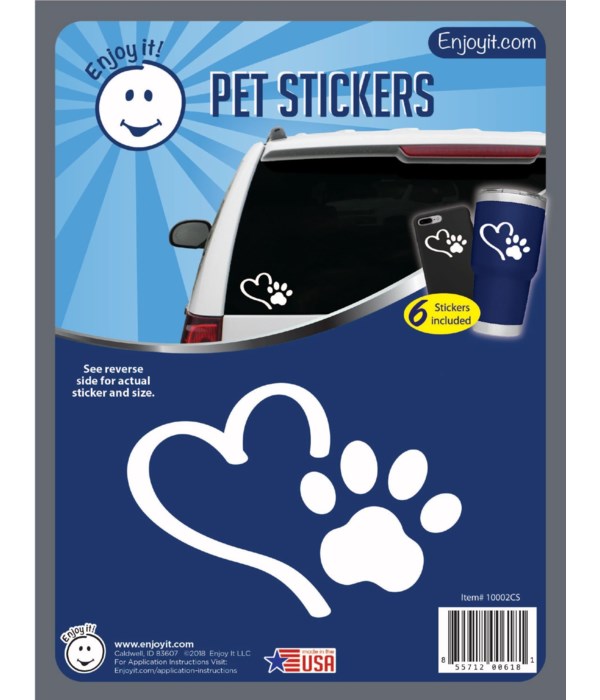 Heart and Paw Car Stickers