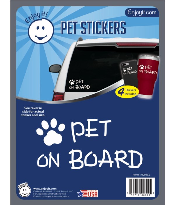 Pet on Board and Paw Car Stickers