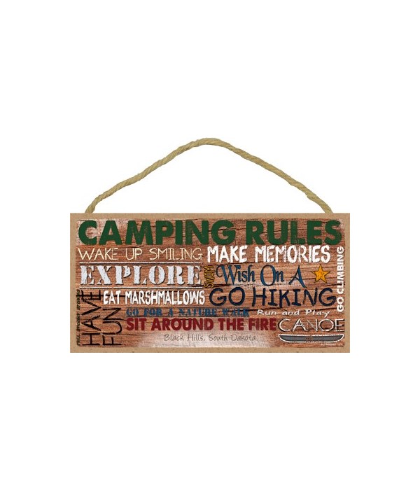 Camping Rules: Rustic painted font 5x10