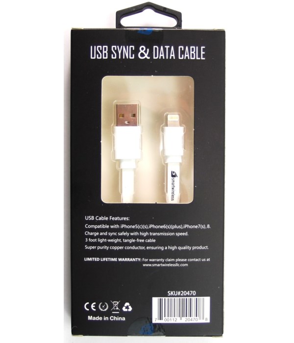 USB Sync & Data Cable 2.4 AMP iPhone 6FT