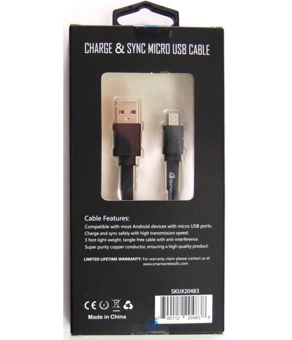 Micro - USB 2.1A 3FT cable
