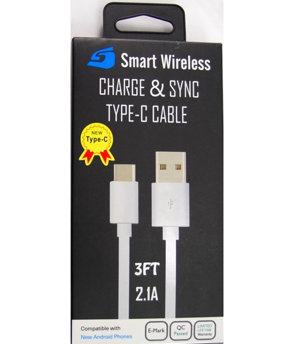 Type C - USB 2.1A 3FT cable