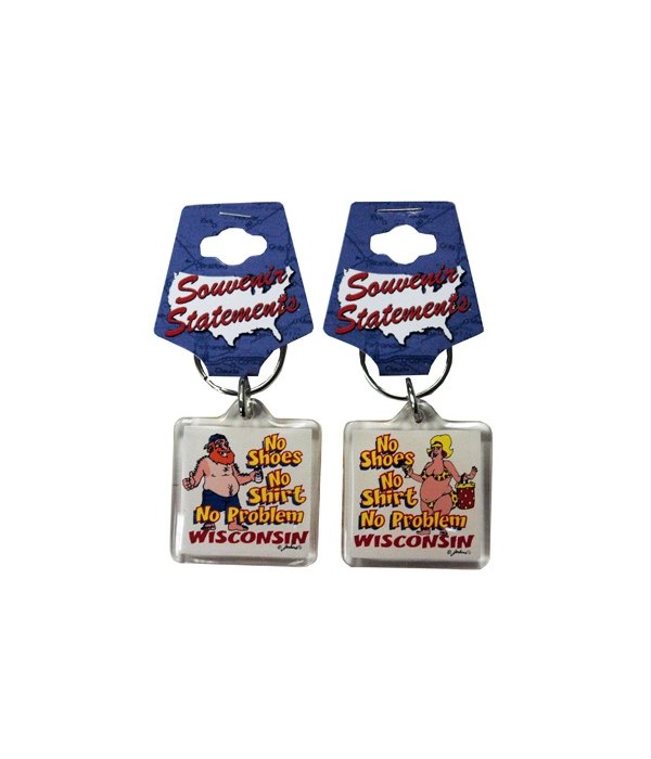 WI Keychain Lucite No Shoes, No Shirt