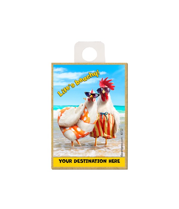 Chicken Couple on Beach - Life's Beachy! Magnet