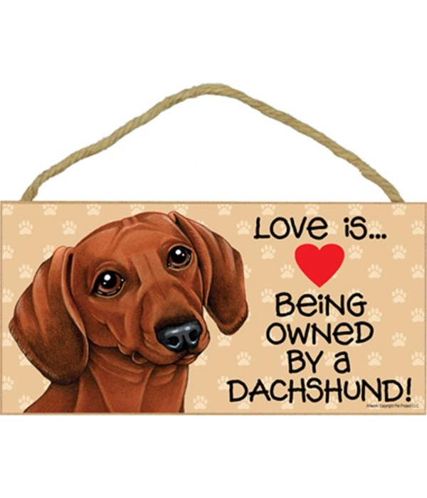 Love is being owned by a Dachshund (Brown) 5x10 Sign