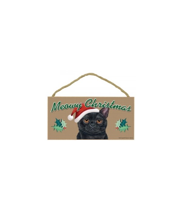 Meowy Christmas Black Cat 5x10