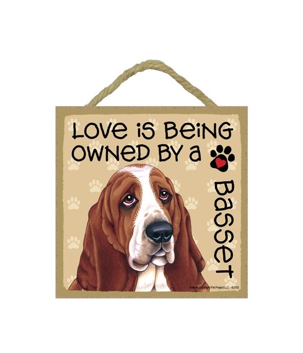 Basset Hound Love Is.. 5x5 plaque