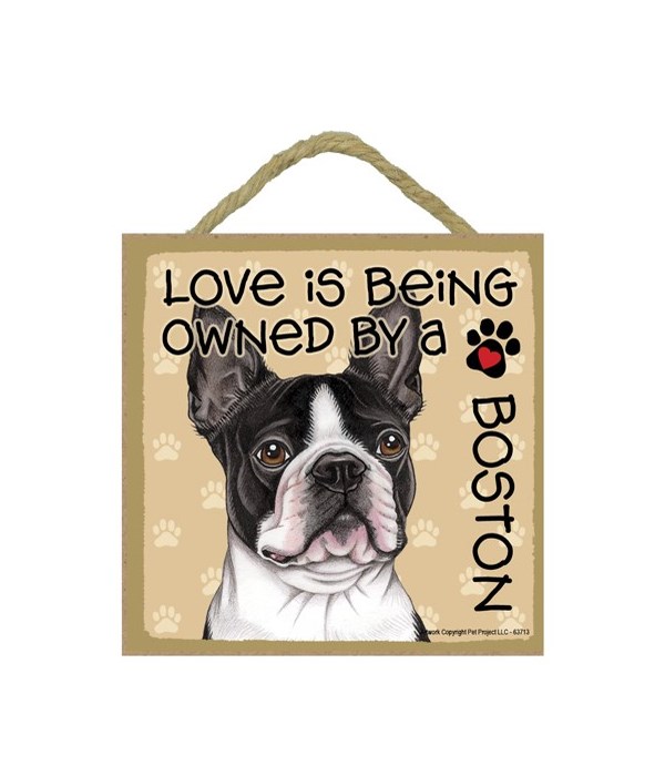 Boston Terrier Love Is.. 5x5 plaque