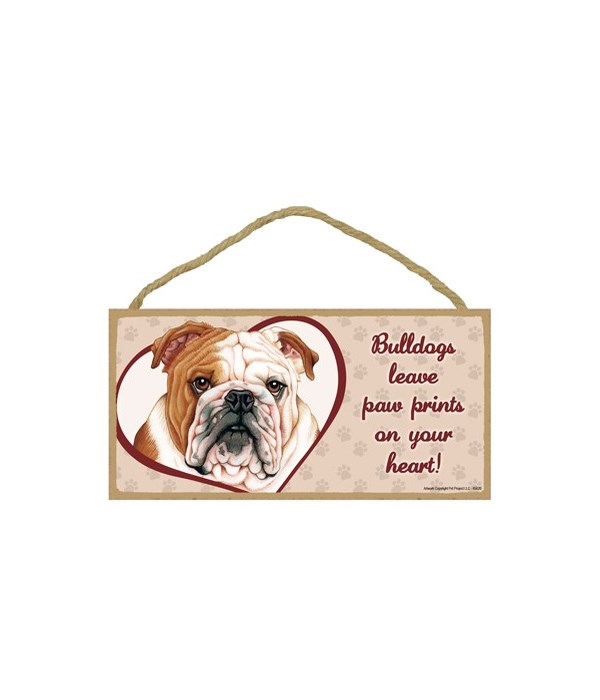 Bulldog Paw Prints 5x10 plaque