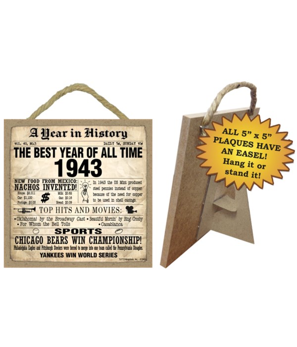 1943 A Year in History Plaques 5x5 sign
