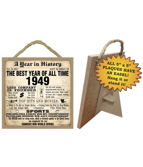 1949 A Year in History Plaques 5x5 sign