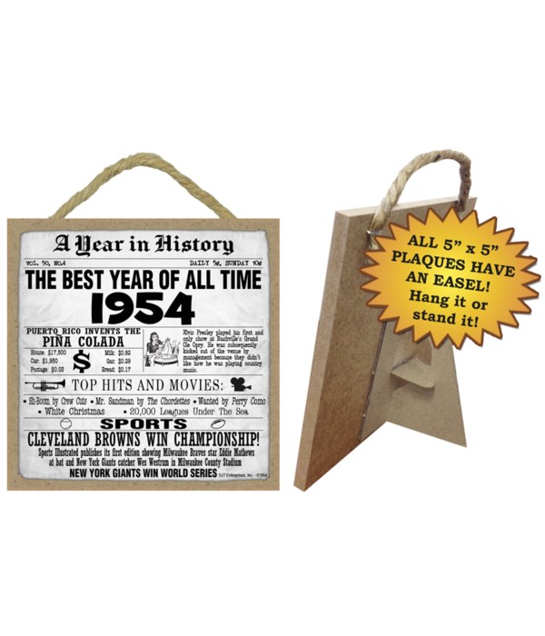 1954 A Year in History Plaques 5x5 sign