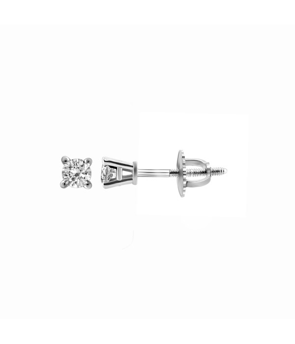 3 CTTW RD White Gold 4 prong screwback