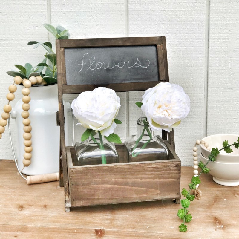 Chalk Board Sign With 2 Decorative Bottles Bottles Vases