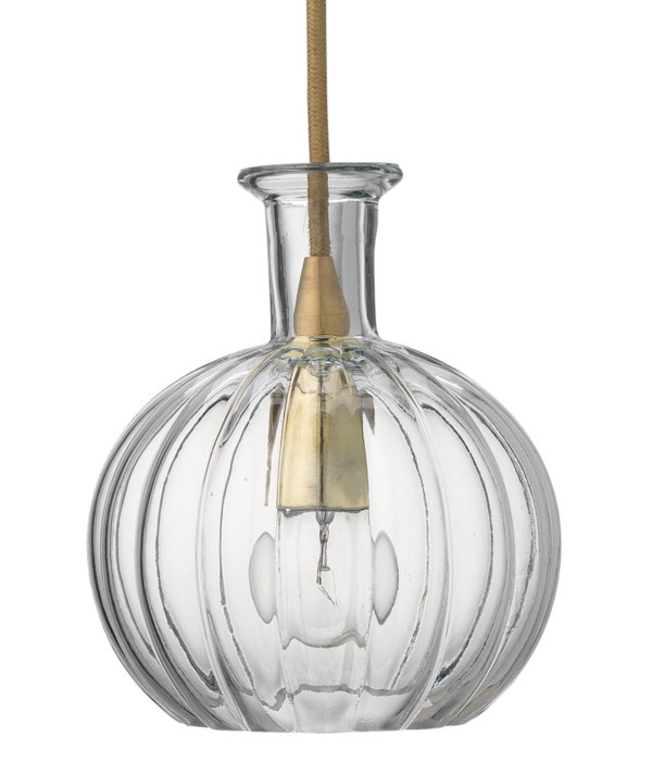 Sophia Carafe Clear Glass and Brass Pendant