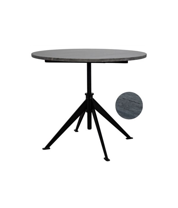 Matilo Adjustable Table, Black Metal Base with Marble Top