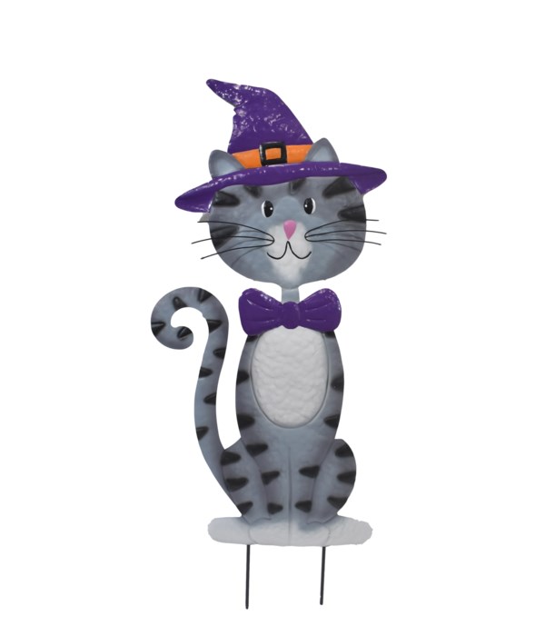 CAT WITH WITCH HAT YARD ART CS. PK.: 12