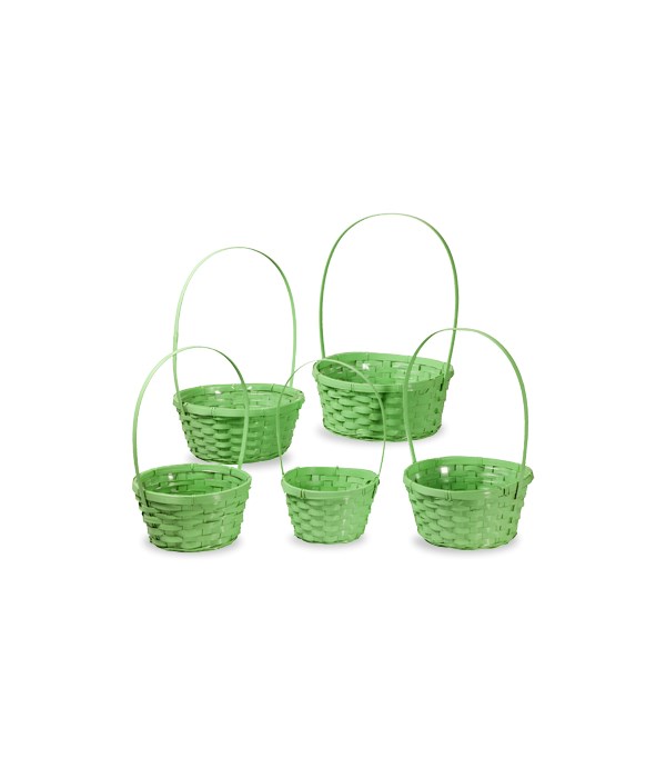 29/11090/G S/5 GREEN ROUND BAMBOO BASKETS W/LINERS CS. PK.: 20