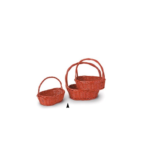 29/1344AR S/3 RED OVAL WILLOW BASKETS CS. PK.: 12