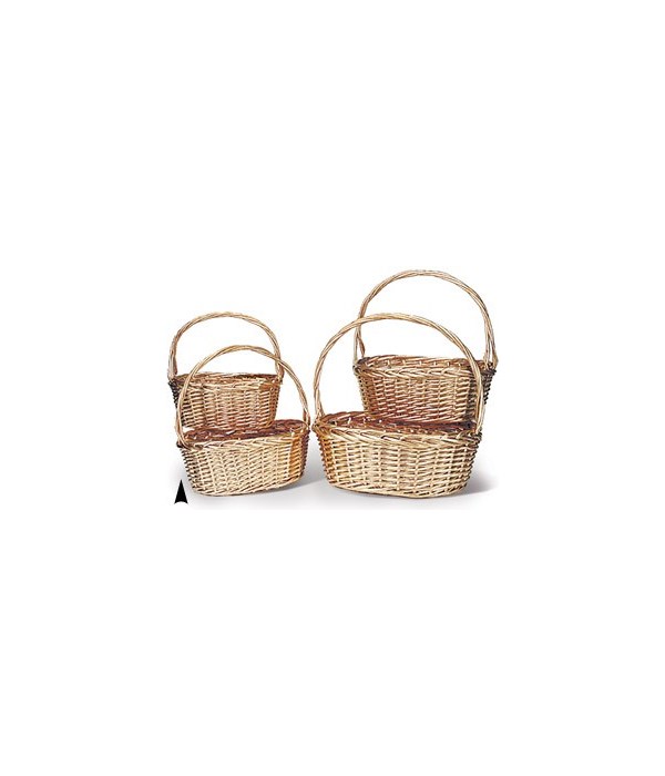 29/3444-14 S/4 GOLD OVAL WILLOW BASKETS CS. PK.: 8