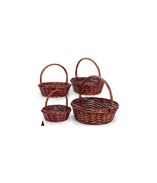 29/4046RA S/4 ROUND STAINED WILLOW BASKETS CS. PK.: 4
